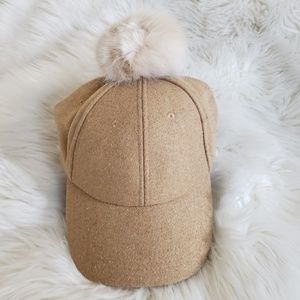 Wool Baseball Cap w/ Pom Pom
